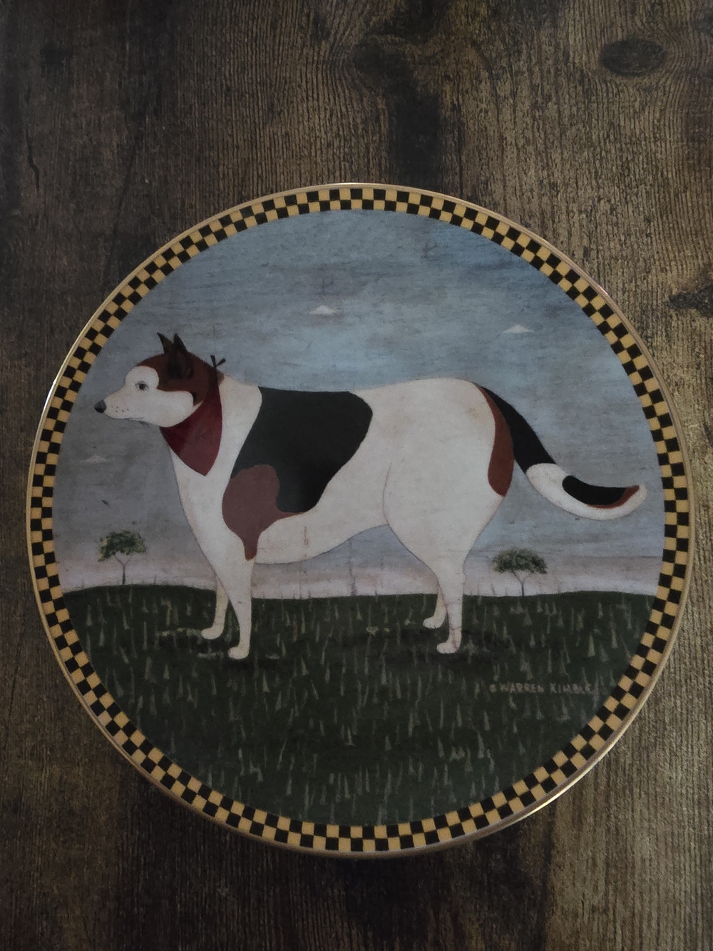 Vintage 1994 Porcelain Plate "Barnyard Dog"